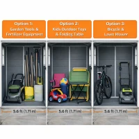 Outsunny 6x4.5ft Garden Storage Shed, Lockable Shed for Small Terraced Gardens with Double Doors, Window, Vent and Plastic Roof, Low Maintenance, Grey(m-4)