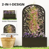 Outsunny verhoogde metalen plantenbak met trellis, muurmontage of vrijstaand plantenbak met privacyscherm(m-4)