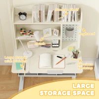 AIYAPLAY Kids Desk Height Adjustable with Tilt-Desktop, Hutch, Drawer, Storage Shelf, Pegboard, for 3-12 Years Old, Natural(m-6)