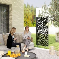 Outsunny Divisorio 65 x 130 cm Autoportante/Appeso Paravento, Parete divisoria schermante in metallo Nero(m-2)