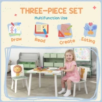 AIYAPLAY 3-Piece Toddler Table and Chair Set, Kids Table with 2 Chairs Set for Bedroom, Nursery, Playroom, Green(m-4)