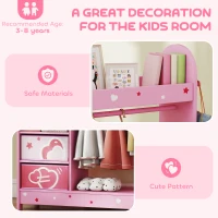 AIYAPLAY Kids Clothes Rail, Kids Wardrobe with Mirror, Shelves, Fabric Storage and Hooks for Bedroom, Nursery, Pink(m-5)