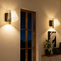 HOMCOM Led Wall Lamp 2 Pack, 5W Modern Indoor Starry Wall Light, Colour Temperature Adjustable 3000K/4000K/6500K, for Bedroom, Living Room, Hallway, Stairs, Black(m-7)