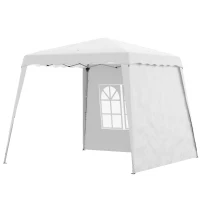 Outsunny Tenda Dobrável com 2 Paredes Laterais Altura Ajustável Proteção UV50+ e Bolsa de Transporte 240x240x250 cm Branco(m-11)