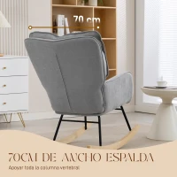 HOMCOM Silla Mecedora con Patas de Madera de Haya y Reposabrazos Mecedora para Lactancia Carga 120 kg para Dormitorio Gris(m-5)