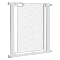 PawHut Poartă Reglabilă pentru Câini cu Închidere Automată, din Oțel și ABS, 75-82x76 cm, Alb(m-10)