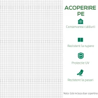 Outsunny Folie pentru Seră cu 12 Ferestre, Ușă Rulabilă și Margini Îngropate, 3x2x2 m, Alb(m-6)