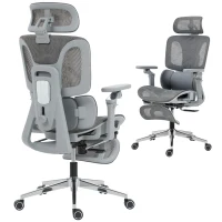 HOMCOM Ergonomic Office Chair, High Back Mesh Desk Chair, Grey(m-10)