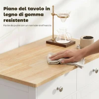 HOMCOM Credenza Bassa con Armadietto 2 Ante, Ripiani Regolabili e 2 Cassetti, Bianco e Legno(m-5)