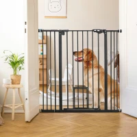 PawHut Barrière de sécurité animaux de 104,1H cm avec porte fermeture automatique système de double verrouillage noir(m-10)