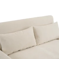 Canapé-lit double pliant moderne, avec dossier réglable, support pour smartphone et port USB de recharge, 129x76x81 cm, Beige(m-8)