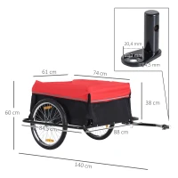 HOMCOM Fahrradanhänger Klappbar Lastenanhänger mit Kupplung,Transportwagen bis 40 kg belastbar, Transportanhänger Anhänger für Fahrrad Handwagen 140 x 88 x 60 cm(m-3)