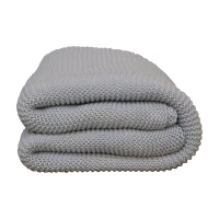 Hand-Knitted Double Knit Throw with Soft Breathable Natural Cotton, Knitted Blanket with Secure Packaging, 150L x 200W x 1H cm, Blue(m-2)