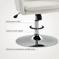 HOMCOM Fauteuil de salon, chaise pivotant à hauteur réglable, fonction de bascule, coussin rembourré, 61 x 64 x 80-92 cm, blanc(m-7)
