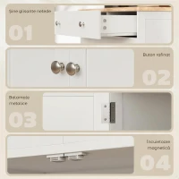 HOMCOM Bufet de Bucătărie cu Dulap 2 Uși și 2 Sertare, Alb și Lemn(m-7)