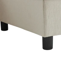 Canapé d'angle moderne en L avec pouf, canapé 3 places en lin, dossier haut et coussins, 220x83x81 cm, Beige(m-7)