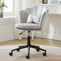 Fauteuil pivotant moderne avec dossier en forme de pétale, réglable en hauteur et design rotatif à 360°, 55x62x73-83 cm, Gris(m-5)