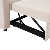 Canapé-lit multifonction moderne avec dossier réglable, porte-gobelet et coussin, 136x162x84 cm, Beige(m-7)