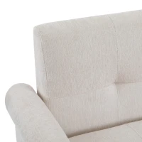 Canapé 2 places moderne en tissu chenille avec coussins épais, pieds robustes en bois massif, 162x74x77 cm, Beige(m-9)