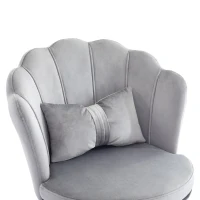 Fauteuil pivotant moderne avec dossier en forme de pétale, réglable en hauteur et design rotatif à 360°, 55x62x73-83 cm, Gris(m-6)
