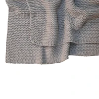 Hand-Knitted Double Knit Throw with Soft Breathable Natural Cotton, Knitted Blanket with Secure Packaging, 15L x 26W x 15H cm, Grey(m-4)