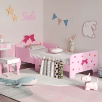 ZONEKIZ Princess-Themed Kids Toddler Bed w/ Cute Patterns, Safety Rails, for Ages 3-6 Years - Pink(m-2)