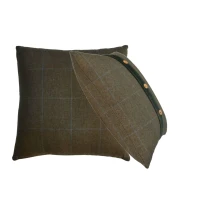 Set of 2 Quinn Cushion with Soft Cotton Blend and Velvet Pile, Handcrafted Pillow Ideal for Sofa and Bed, 45L x 45W x 15H cm, Olive Green(m-8)
