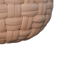 Handcrafted Tube Pouffe with Pleated Design and Breathable Cotton Fabric, Soft Futon with Delivered Fully Assembled, 48L x 48W x 36H cm, Cream(m-4)