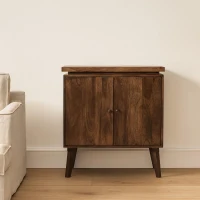 Solid Wood Platform Cabinet with 2-Door and Stain-Based Finish, File and Storage Cabinet for Bedrooms, 35L x 75W x 80H cm, Brown(m-1)