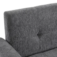 Canapé 2 places moderne en tissu chenille avec coussins épais, pieds robustes en bois massif, 162x74x77 cm, Gris(m-9)