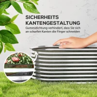Outsunny Pflanzkübel, Metall-Blumenkübel mit Sicherheitskante und Handschuhen, offener Boden, 160B x 80T x 56H cm, Grau(m-6)