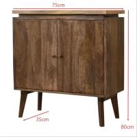 Solid Wood Platform Cabinet with 2-Door and Stain-Based Finish, File and Storage Cabinet for Bedrooms, 35L x 75W x 80H cm, Brown(m-3)