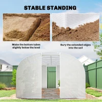 Outsunny Seră tunel de grădină 24 m², seră tunel cu cadru din oțel galvanizat, uși și 2 ferestre mari, alb(m-4)