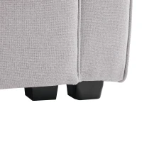 Canapé 4 places moderne en tissu de lin, avec console, 2 porte-gobelets, 2 ports USB, 290x83x88 cm, Gris(m-9)