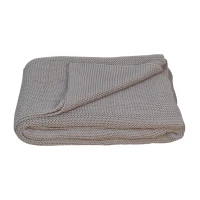 Hand-Knitted Double Knit Throw with Soft Breathable Natural Cotton, Knitted Blanket with Secure Packaging, 15L x 26W x 15H cm, Grey(m-7)