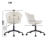 Fauteuil pivotant moderne avec dossier en forme de pétale, réglable en hauteur et design rotatif à 360°, 55x62x73-83 cm, Beige(m-3)