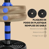 SPORTNOW Kit haltères musculation haltères réglables 15 kg 3 en 1, ensemble de poids réglable avec barre d'extension noir(m-7)