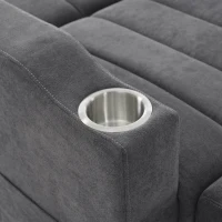 Canapé-lit multifonction moderne avec dossier réglable, porte-gobelet et coussin, 136x162x84 cm, Gris(m-6)