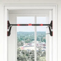 SPORTNOW Barre de traction réglable de 80 à 110 cm, barre de porte niveau intégré, structure triangulaire, jusqu'à 225 kg, noir(m-10)