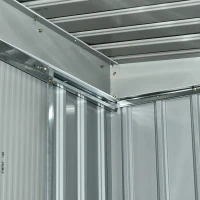 Outsunny 9ft x 4ft Metal Garden Shed, Outdoor Tool House with Foundation Kit, Ventilations and Double Doors, Dark Grey(m-11)