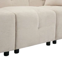 Canapé d'angle 3 places avec rangement, design en L avec pouf amovible et 2 coussins, 204x126x69 cm, Beige(m-7)