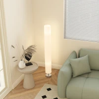 HOMCOM Staande lamp woonkamer met polyester kap, 2 x E27-fitting voor slaapkamer 14 x 14 x 120 cm(m-7)