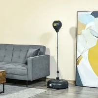 HOMCOM boksballenset stabox fitness bokszak trainingsset 133-151 cm in hoogte verstelbaar met 1 paar handschoenen geschikt voor professionals en beginners zwart(m-13)