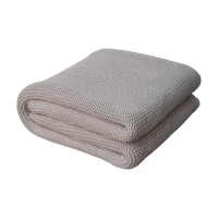 Hand-Knitted Double Knit Throw with Soft Breathable Natural Cotton, Knitted Blanket with Secure Packaging, 15L x 26W x 15H cm, Grey(m-6)