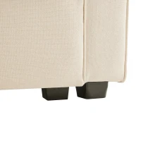 Canapé 4 places moderne en tissu de lin, avec console, 2 porte-gobelets, 2 ports USB, 290x83x88 cm, Beige(m-9)
