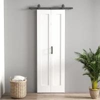 HOMCOM Porta Scorrevole a Libro Pieghevole a Portafoglio con Superficie Verniciabile, 70x210 cm, Bianco(m-11)