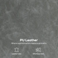 HOMCOM Accent Chair, Faux Leather Armchair - Grey(m-6)