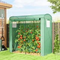 Outsunny Serra da giardino con porta avvolgibile e finestre, 200x75x188 cm, Verde(m-2)