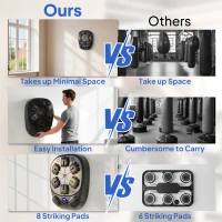 SPORTNOW Máquina de Boxe Musical de Parede com 9 Modos Luzes LED e Conexão Bluetooth 61x48x11 cm Preto(m-5)