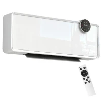 HOMCOM Chauffage mural en céramique 1000/2000W, radiateur électrique, ventilateur, thermostat, minuterie, 54x18,7x12,3cm, blanc(m-12)